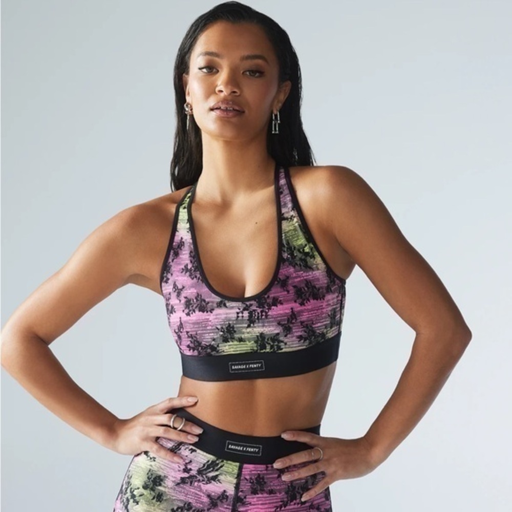 SAVAGE LINEUP LOW IMPACT SPORTS BRA, PINK PALACE SLOWBURN LACE 3X NEW NWT Fenty